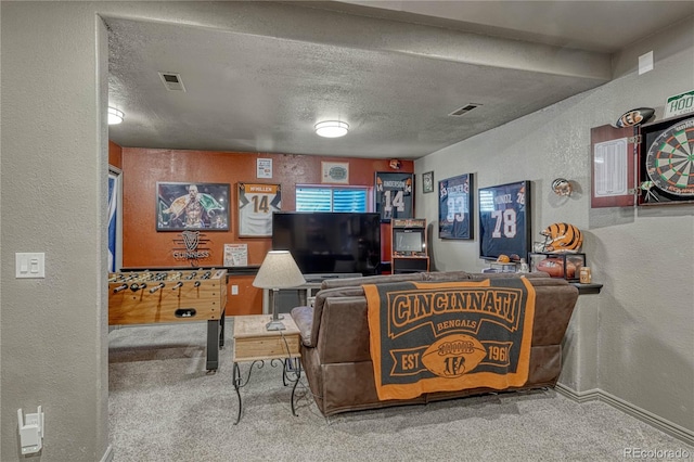 12646 S Dove Creek Way, Parker, CO 80134 - carpeted living room featuring a textured wall and a textured ceiling