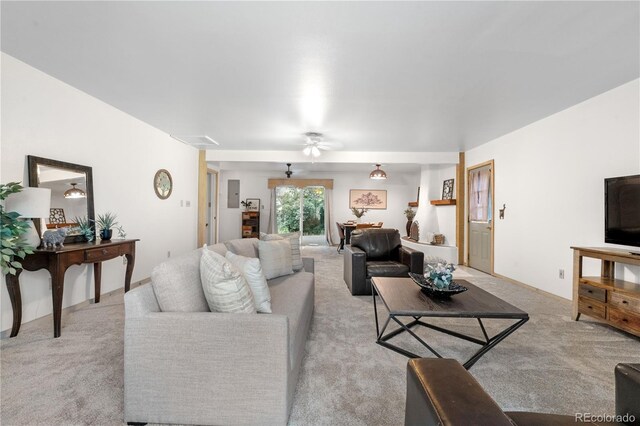 3700 Indianpipe Cir, Colorado Springs, CO 80918 - living area with light colored carpet and ceiling fan