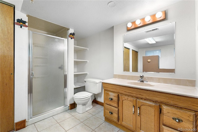 3700 Indianpipe Cir, Colorado Springs, CO 80918 - full bath featuring vanity, tile patterned floors, a shower stall, and a textured ceiling