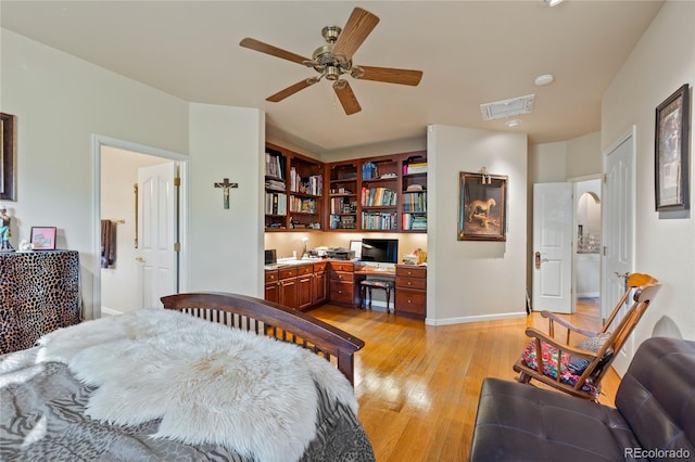 332 Battlement Creek Trl, Parachute, CO 81635 - bedroom featuring light wood finished floors, baseboards, and ceiling fan