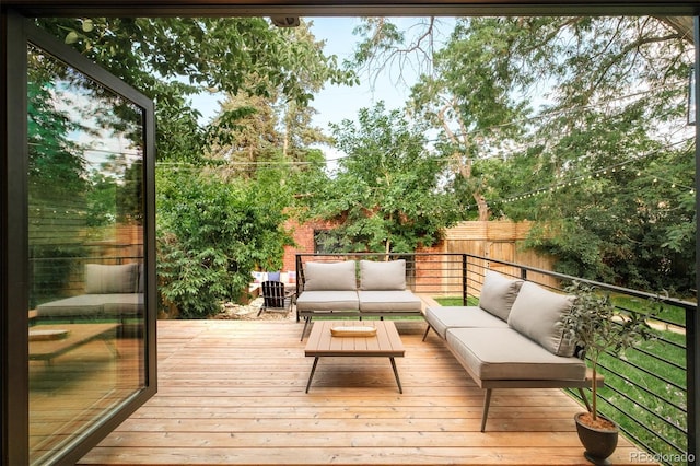1300 N Glencoe St, Denver, CO 80220 - wooden deck with an outdoor hangout area