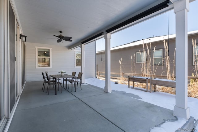 view of patio featuring ceiling fan