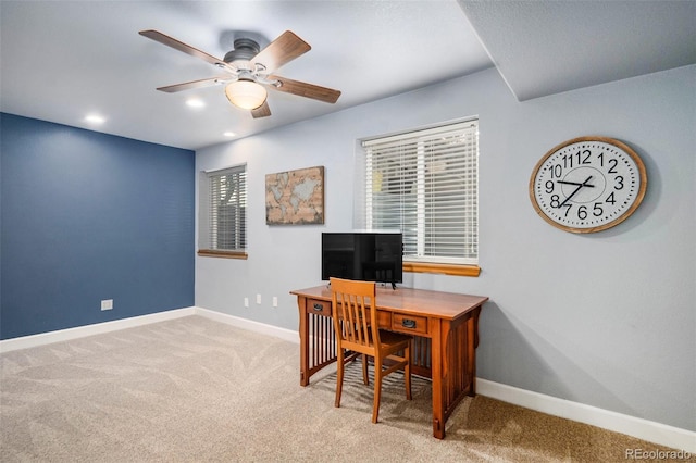 735 Poppy Pl, Highlands Ranch, CO 80129 - carpeted office with a ceiling fan and recessed lighting