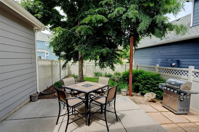 13025 Umatilla Ct, Denver, CO 80234 - fenced backyard with area for grilling, a patio, and outdoor dining area