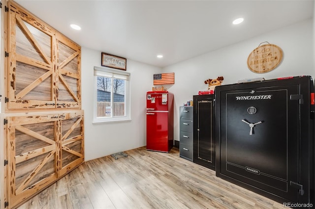 misc room with light hardwood / wood-style flooring