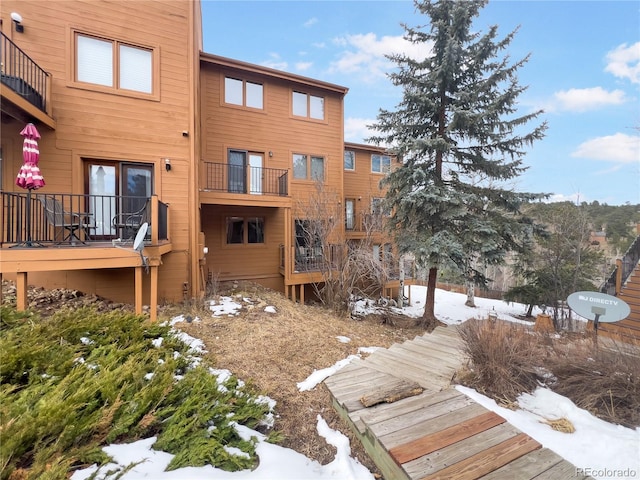 view of snow covered property