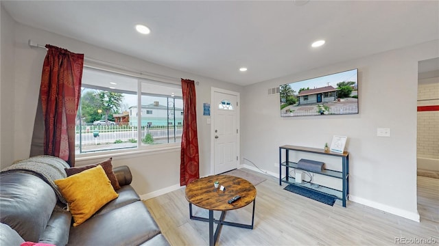 living room featuring light hardwood / wood-style floors