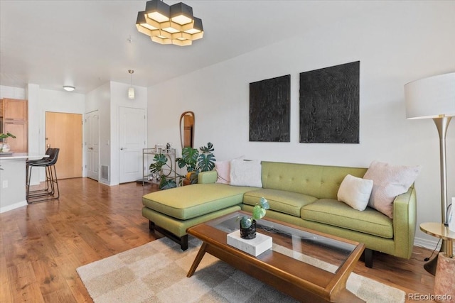 living room featuring wood-type flooring