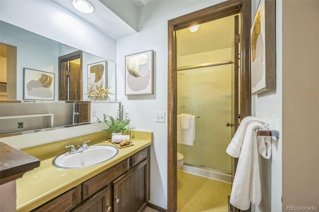 4474 S Vrain St, Denver, CO 80236 - full bath with vanity, a shower stall, and toilet