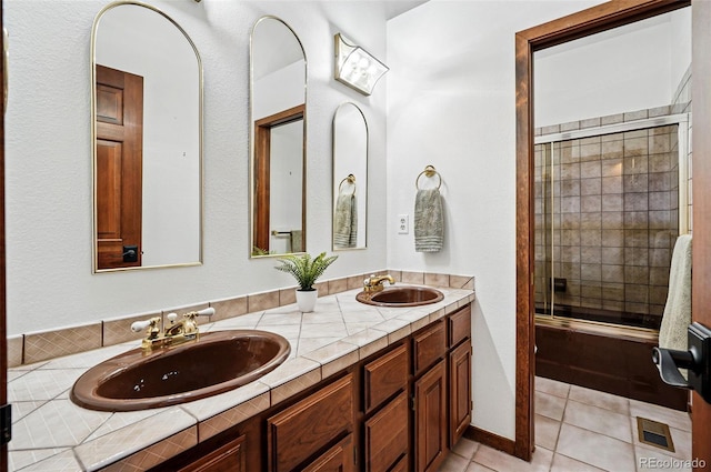 5904 Meadowbrook Dr, Morrison, CO 80465 - bathroom with double vanity and tile patterned floors