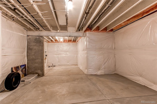 view of unfinished basement