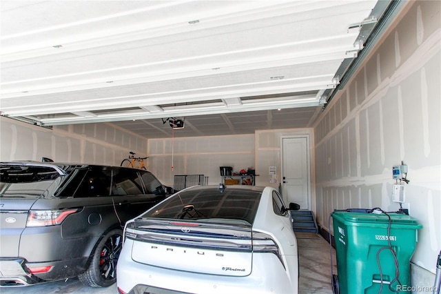 garage with a garage door opener