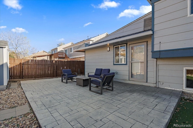 view of patio / terrace featuring an outdoor living space