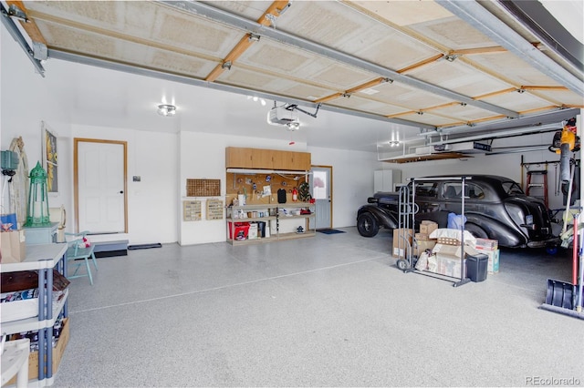 garage with a garage door opener