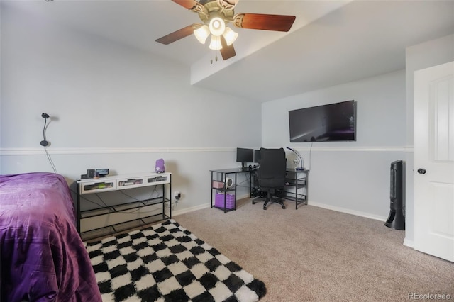 bedroom with carpet and ceiling fan