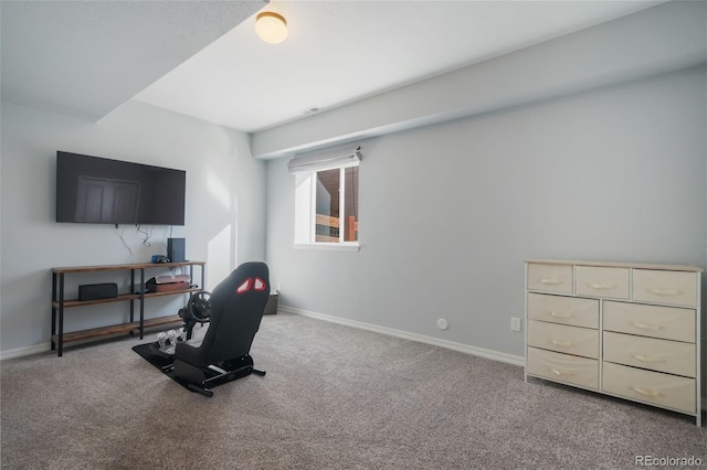 workout room with carpet flooring