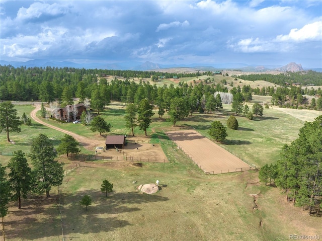 drone / aerial view with a rural view and a mountain view