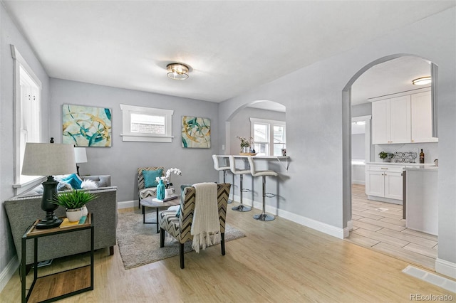 living room featuring light hardwood / wood-style floors