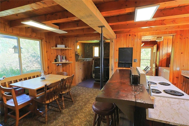 420 Quarzt Ln, Pitkin, CO 81241 - dining space with wooden walls and a wood ceiling with exposed beams