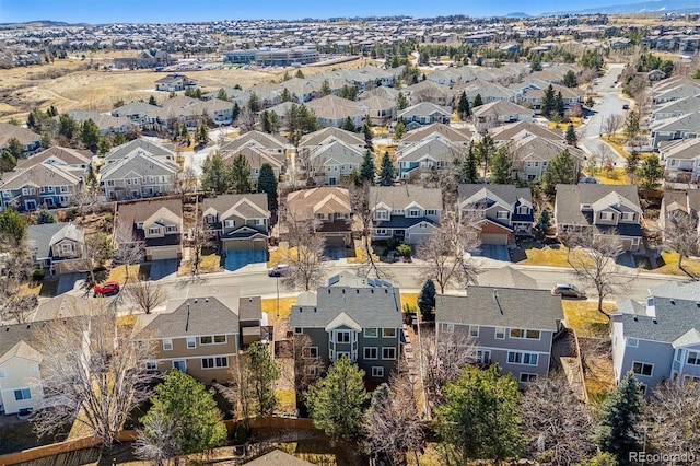 aerial view with a residential view