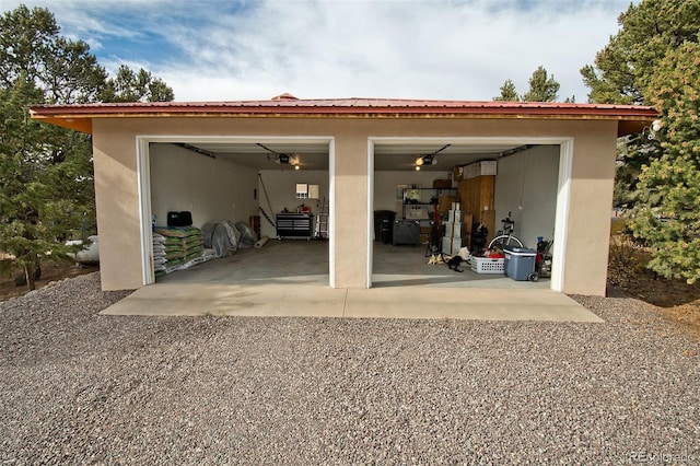 garage with a garage door opener