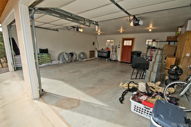 garage with a garage door opener