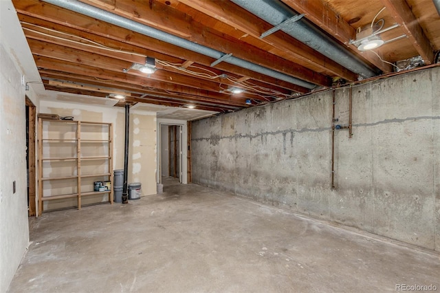 view of unfinished basement