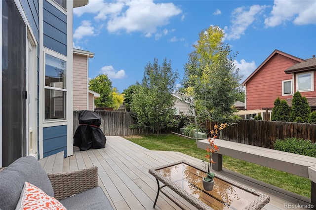 3289 Cummings Dr, Erie, CO 80516 - deck with a fenced backyard and a grill