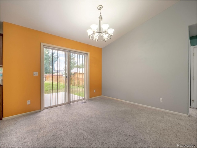 1436 H St Unit D, Salida, CO 81201 - carpeted spare room featuring a chandelier and lofted ceiling