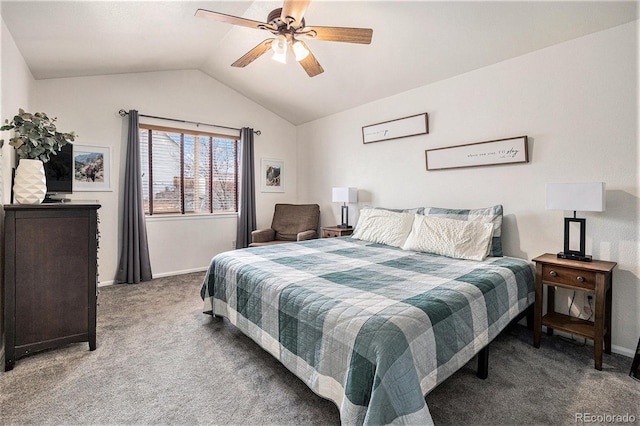 23813 Broadmoor Dr, Parker, CO 80138 - bedroom featuring ceiling fan, carpet, baseboards, and lofted ceiling