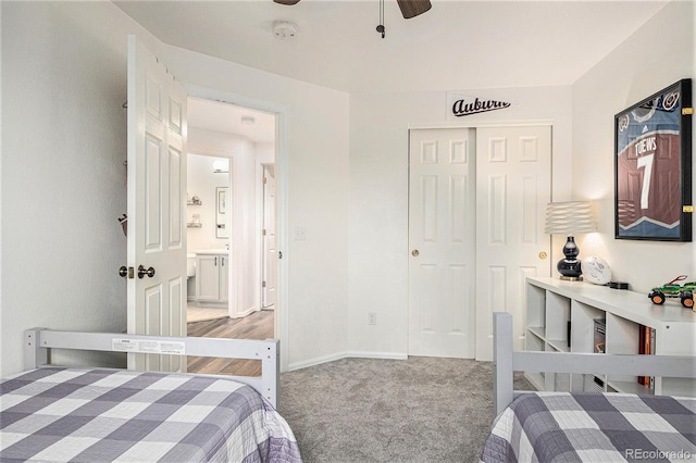 23813 Broadmoor Dr, Parker, CO 80138 - bedroom featuring a closet, baseboards, a ceiling fan, and carpet floors