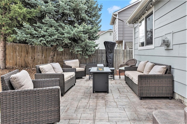 23813 Broadmoor Dr, Parker, CO 80138 - view of patio with fence and an outdoor living space with a fire pit