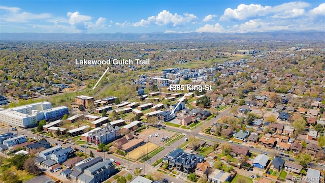 drone / aerial view with a mountain view
