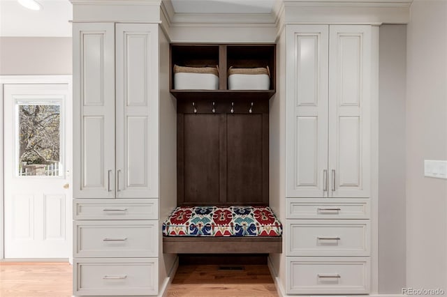 mudroom with light wood-type flooring