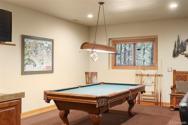 20050 Lost Arrowhead Dr, Monument, CO 80132 - game room with baseboards, carpet flooring, billiards, and recessed lighting