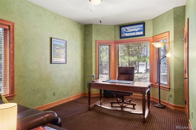 20050 Lost Arrowhead Dr, Monument, CO 80132 - carpeted office with baseboards and ceiling fan