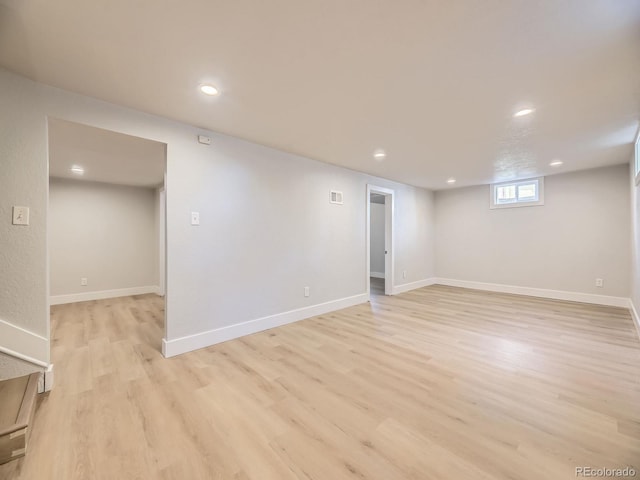 50 Yarrow St, Lakewood, CO 80226 - below grade area featuring light wood-style flooring, recessed lighting, and baseboards