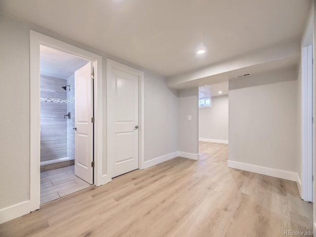 50 Yarrow St, Lakewood, CO 80226 - basement with light wood-type flooring, baseboards, and recessed lighting
