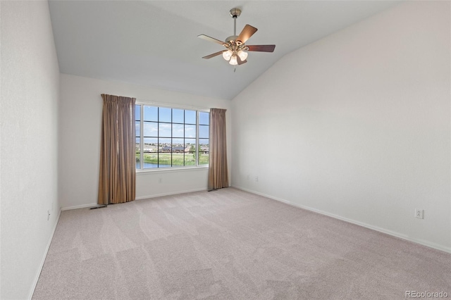 7713 S Zante Ct, Aurora, CO 80016 - unfurnished room with ceiling fan, lofted ceiling, and light colored carpet