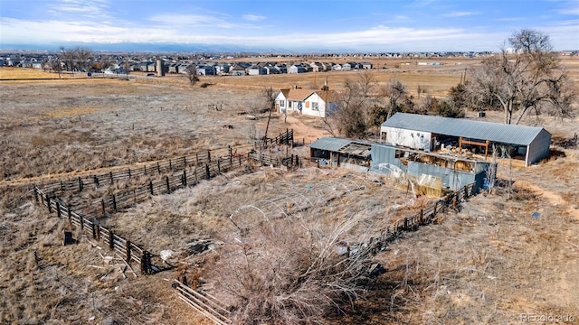 drone / aerial view with a rural view