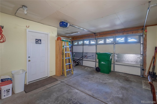 garage with a garage door opener