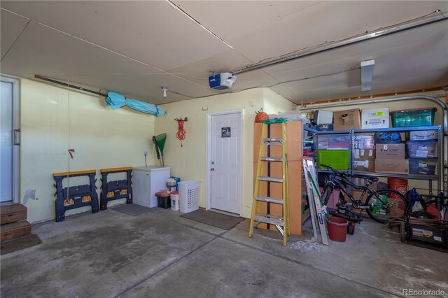 garage with a garage door opener