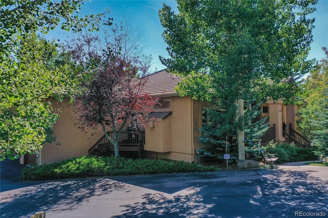 exterior space with stucco siding