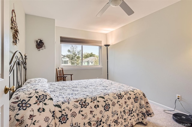 bedroom with carpet flooring and ceiling fan