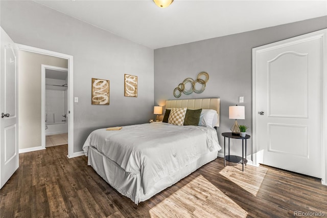 bedroom featuring dark hardwood / wood-style flooring