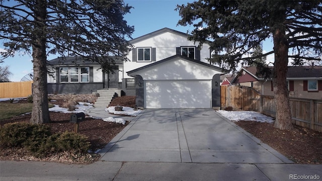 view of front of house with a garage