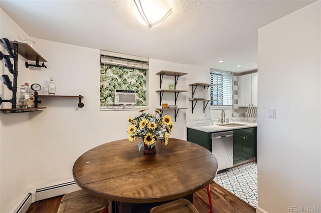 dining area featuring baseboards, recessed lighting, and light wood finished floors