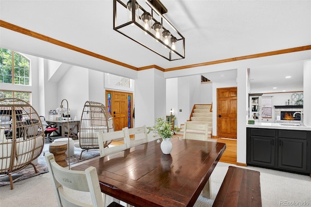 1 Amaranth Dr, Littleton, CO 80127 - dining space featuring stairway and ornamental molding