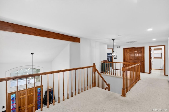 1 Amaranth Dr, Littleton, CO 80127 - hallway featuring an upstairs landing, recessed lighting, and light colored carpet