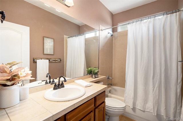 2749 Pemberly Ave, Highlands Ranch, CO 80126 - bathroom with shower / tub combo, vanity, and toilet